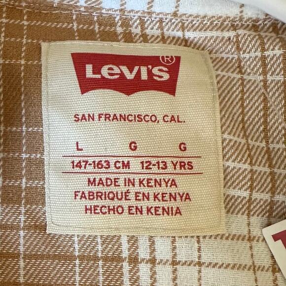 NWT Levi’s Plaid Flannel Button Down Camel Kids Large - Picture 3 of 7